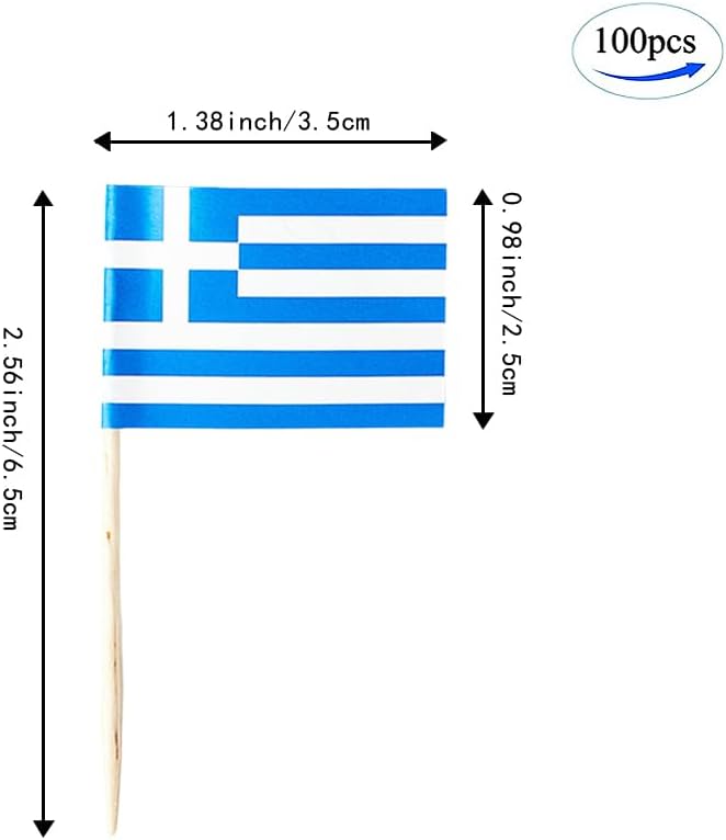 Greece Flag Greek Flag, Small Mini Greece Toothpick Flags for Food, Cupcakes, Cocktails
