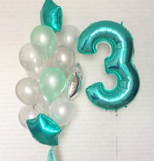 40 Inch Teal Blue 3 Large Number Balloon, 3 13 23 30 33 36 Teal Blue Birthday Party Decorations