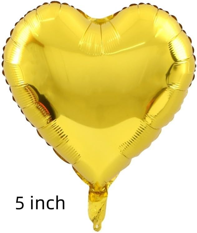 50 Pcs Gold Heart Shaped Balloon Foil Balloon 5 inch Heart Balloon for Valentinge's day Wedding