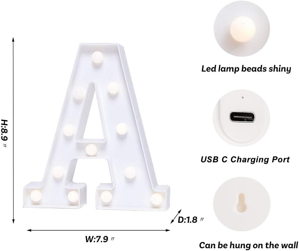 Foaky Rechargeable LED Letter Lights Sign Marquee Light Up Letters Sign for Night Light