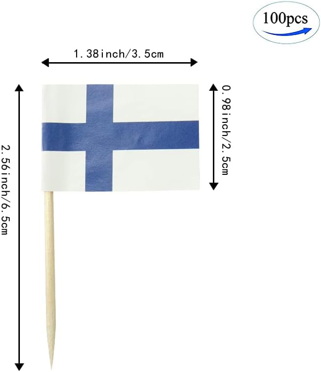 Finland Flag Finnish Flag, Small Mini Finland Toothpick Flags for Food, Cupcakes, Cocktails