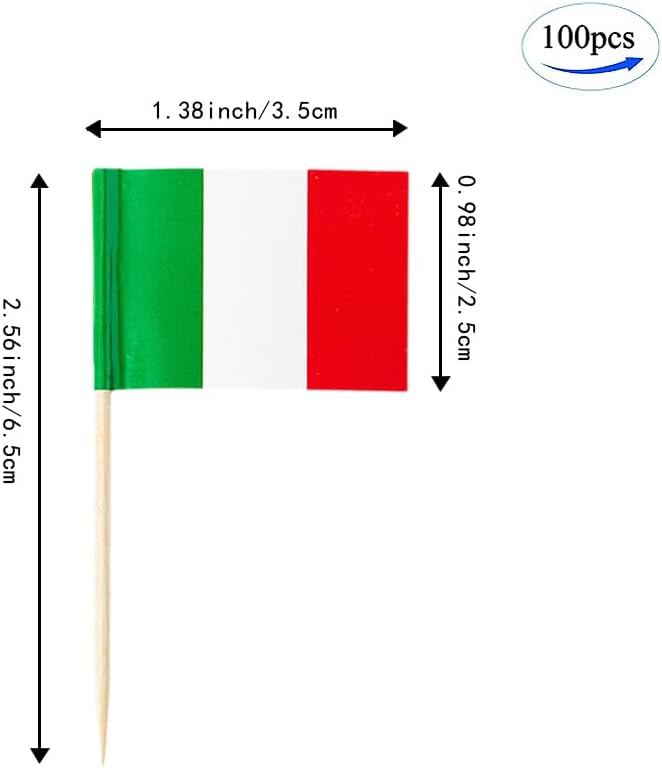 mflagperft Italy Flag Italian Flag, Small Mini Italy Toothpick Flags for Food, Cupcakes, Cocktails
