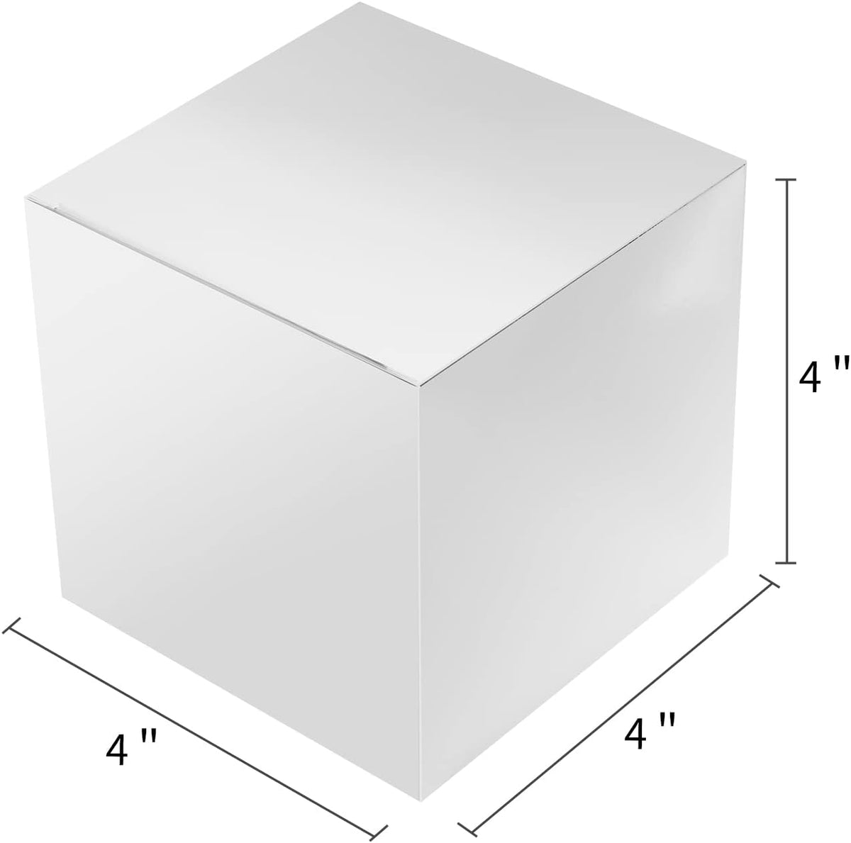 50 Pack Small Favor Boxes, 4x4x4 Silver Paper Gift Boxes with Lids for Presents, Crafting, Cupcake