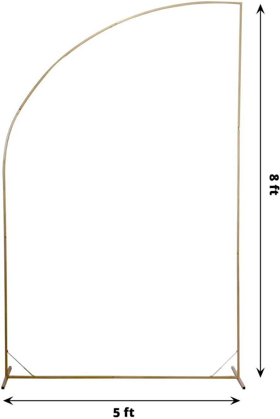 Tableclothsfactory 8ft Gold Metal Wedding Arch Chiara Backdrop Stand, Half Moon Floral Frame Arbor