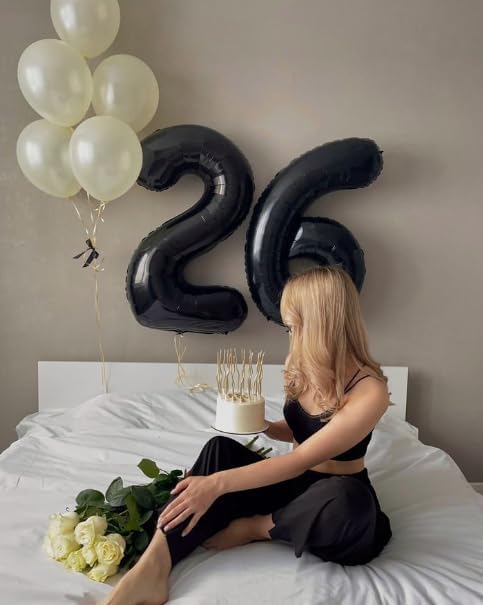 40 Inch Black Mylar Foil Number 26 Birthday Balloon, 26 Boy Girl Party Decorations Supplies, Big
