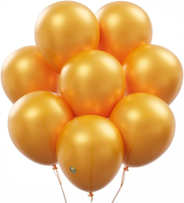 AFTERLOON® Biodegradable Balloons 50 pcs Pearlized Orange 10 Inch, Pearlescent Thickened Extra