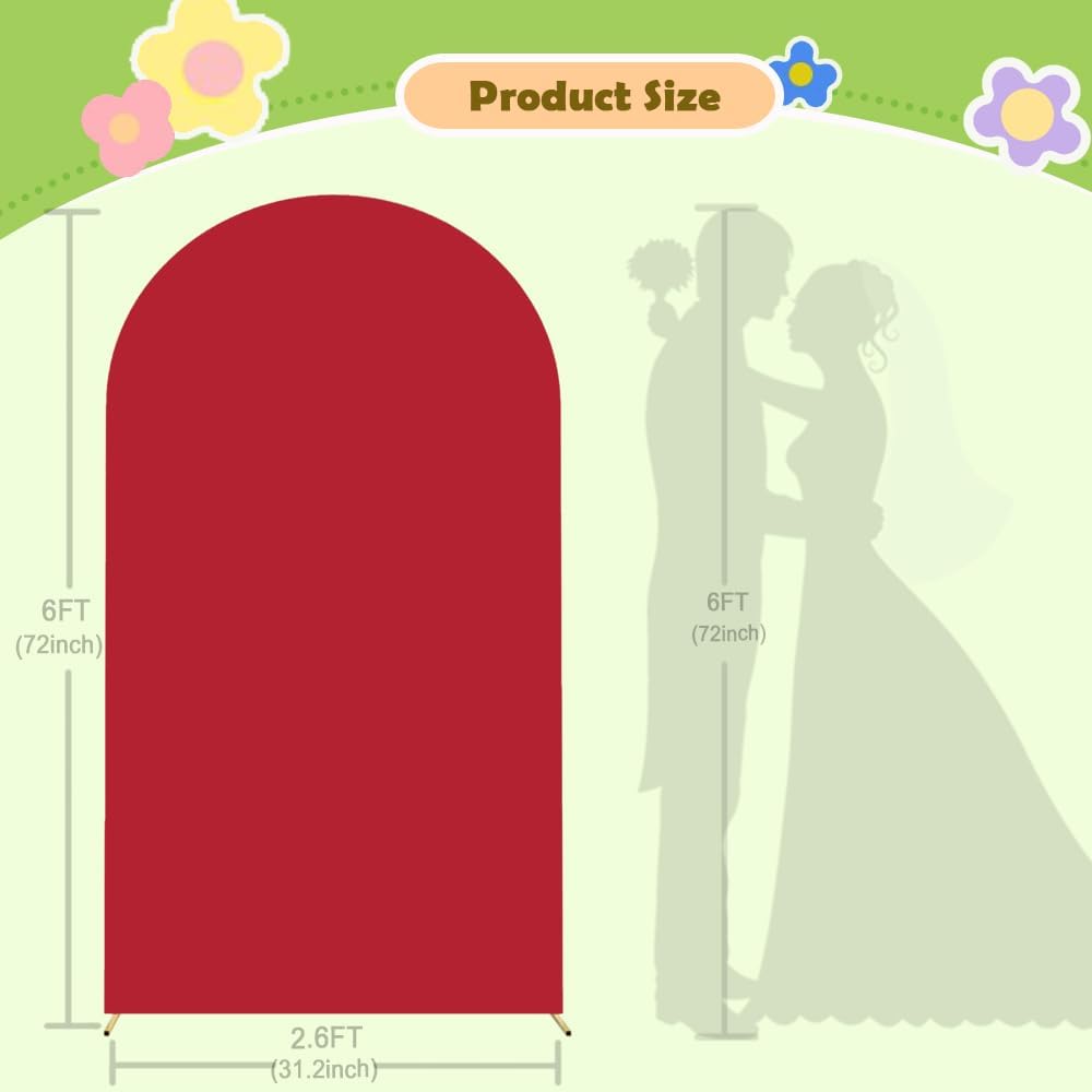 Red Arch Cover 6FT Spandex Wedding Arch Stand Covers Burgundy Arched Backdrop Cover Arch Covers