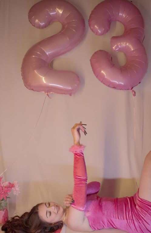 Large 40 Inch Pearlescent Pink 3 Number Balloon, 3 13 23 30 33 36 38 Pearl Pink Birthday Party