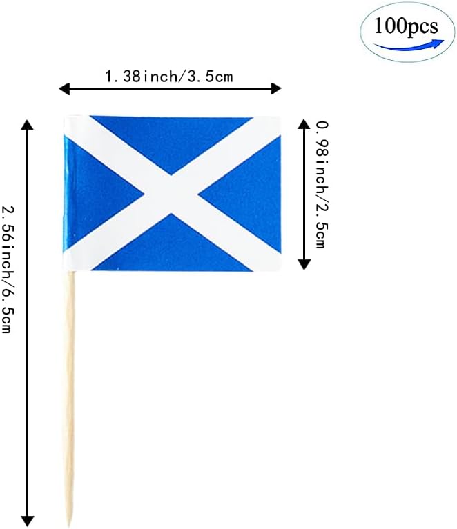 Scotland Flag Scottish Flag, Small Mini Scotland Toothpick Flags for Food, Cupcakes, Cocktails