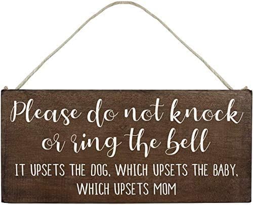 Rustic Wooden Signs Please Do Not Knock or Don't Ring Doorbell Dogs Will Bark Sign Wall Art Decor