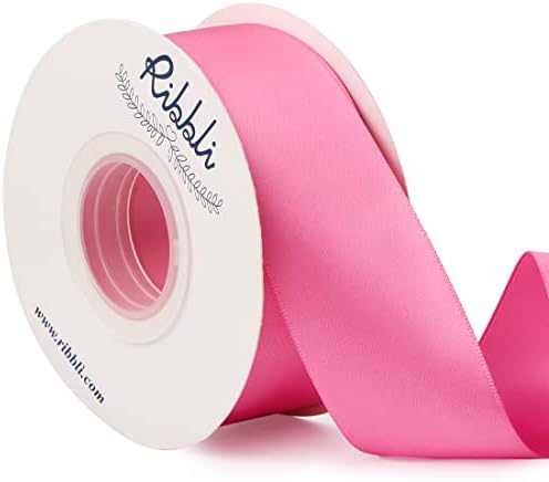 Ribbli Hot Pink Double Faced Satin Ribbon,1-1/2” x Continuous 25 Yards,Use for Bows Bouquet,Gift