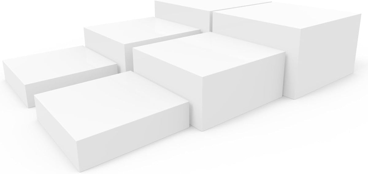 Buffet Risers, White Acrylic Cube for Buffet Table, Display Stand Shelf for Catering Dessert