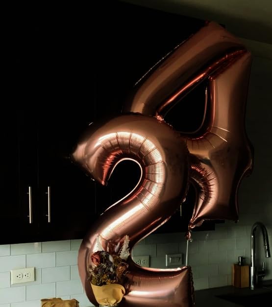 40 Inch Dark Brown Large Number 4 Balloons, Giant Foil Number Four 14 24 34 40 44 Balloons, Coffee