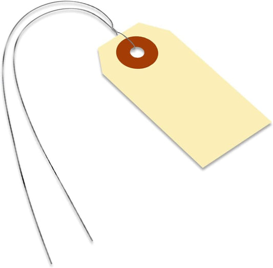 SmartSign Blank Manila Shipping Tags with Wire, Size-1, Pack of 1000, 13pt Thick Prewired Cardstock