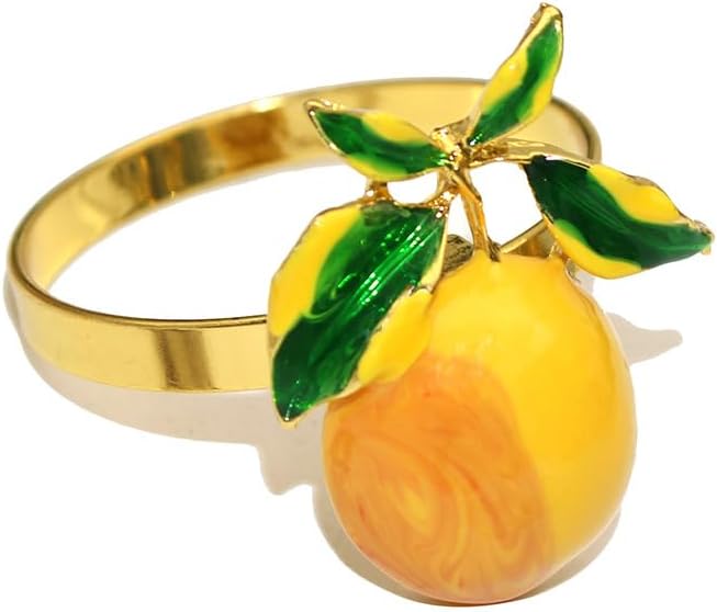 Lemon Napkin Rings Set of 6, Elegant Citrus-Themed Tableware for Summer Parties,Weddings