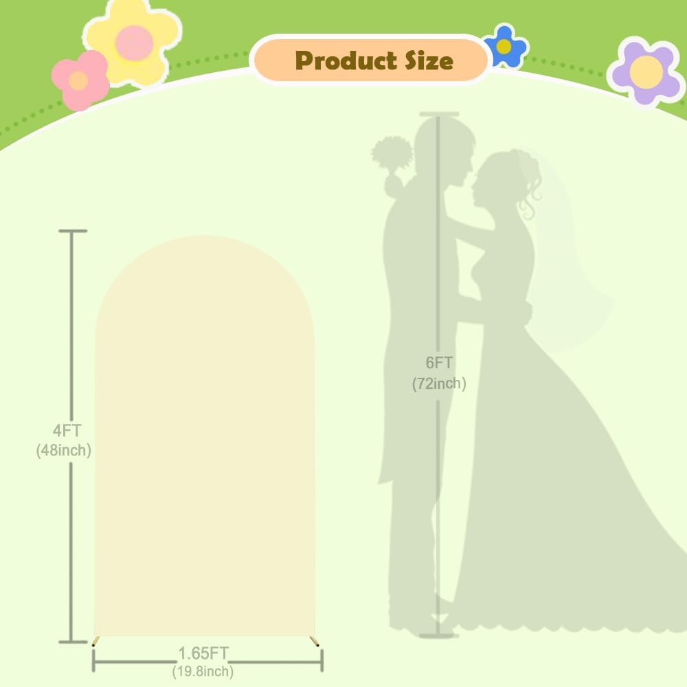 Beige Arch Cover 4ft Arch Backdrop Cover Spandex Fitted Wedding Arch Covers Round Top Arch Frame