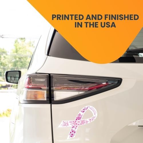 Magnet Me Up Breast Cancer Awareness Pink Mandala Ribbon Magnet Decal, 3.5x7 Inches, Automotive