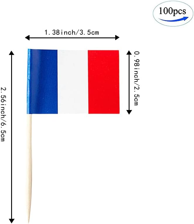 mflagperft France Flag French Flag, Small Mini France Toothpick Flags for Food, Cupcakes