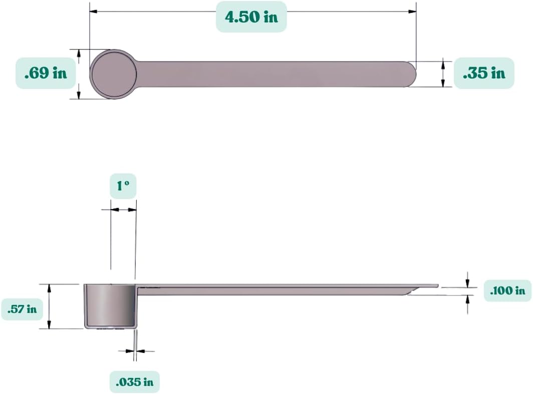 1/2 Teaspoon (2.5 mL) Long Handle Scoop for Measuring Coffee, Pet Food, Grains, Protein, Spices and