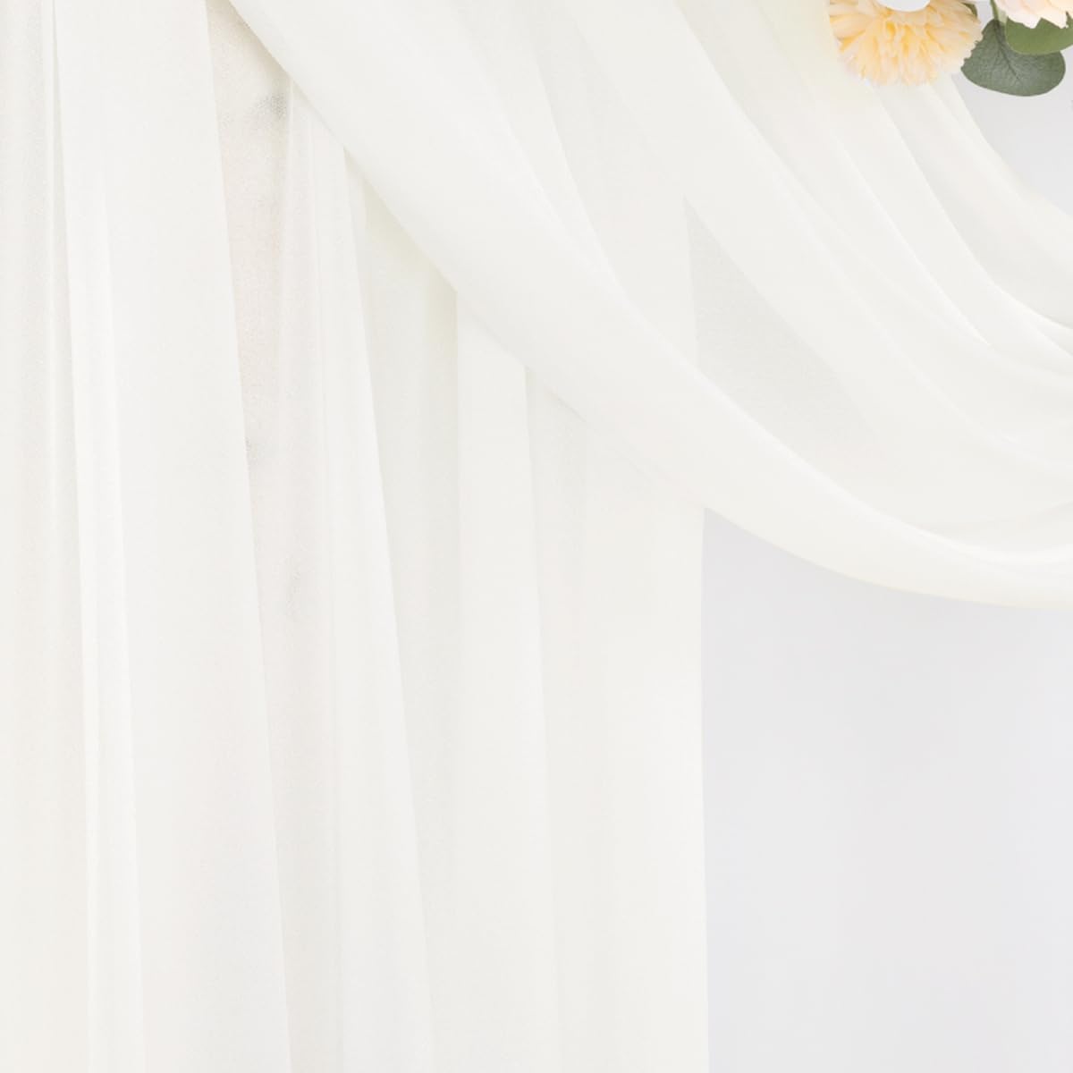 Ivory Wedding Arch Draping Fabric 29" x 20 FT White Drapes for Backdrop Sheer Curtains Wedding
