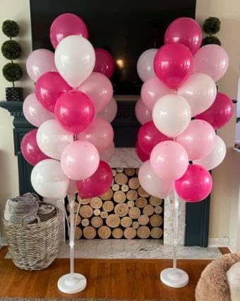 Leesoot 2 Sets 74-Inch Pink Floor Column Kit Stand With Backdrop Decoration for Graduation