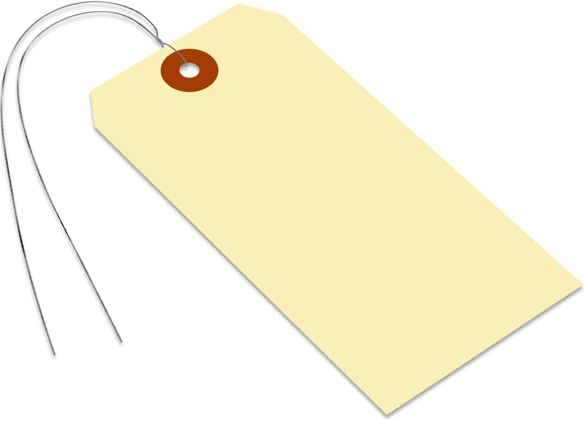 SmartSign Blank Manila Shipping Tags with Wire, Size-6, Pack of 100, 13pt Thick Prewired Cardstock