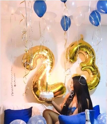 40 Inch Gold 3 Large Number Balloon, 3 13 23 30 33 Wednesday Golden Birthday Party Decorations