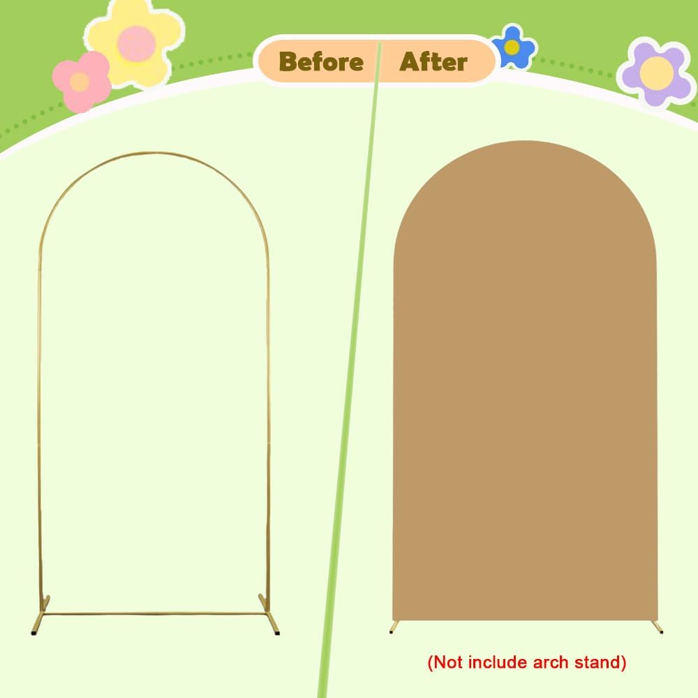 Khaki Arch Cover 4FT Brown Spandex-Arch-Cover Round Top Wedding Chiara Arched Cover Tan Arches