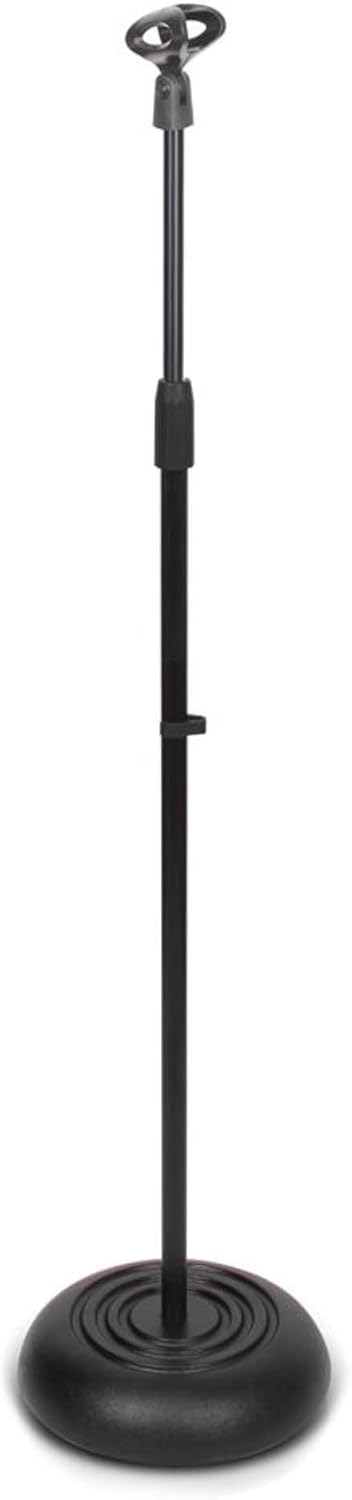 Pyle Adjustable Microphone Stand - Universal Mic Stand with Compact Heavy Base, Floor Standing