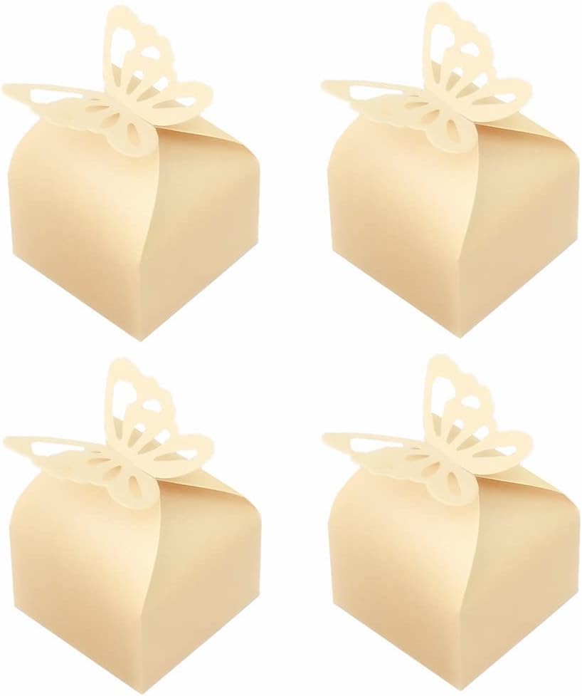 KUPOO 50PCS Small Yellow Butterfly Favor Boxes Girl Baby Shower Candy Box Small Butterfly Gift