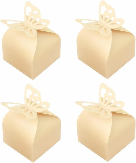KUPOO 50PCS Small Yellow Butterfly Favor Boxes Girl Baby Shower Candy Box Small Butterfly Gift