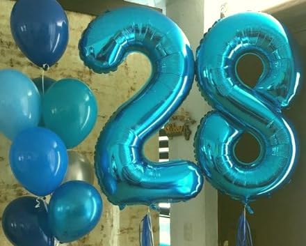 Helium Foil Blue Number 8 Balloon 40 Inch, Mylar Eight Numbers 8 18 28 38 48 58 80 88 Birthday