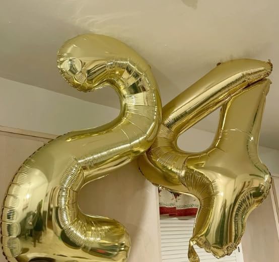 40 Inch Light Gold Large Number 4 Birthday Balloon, Giant Number Four 14 24 34 40 44 Balloons