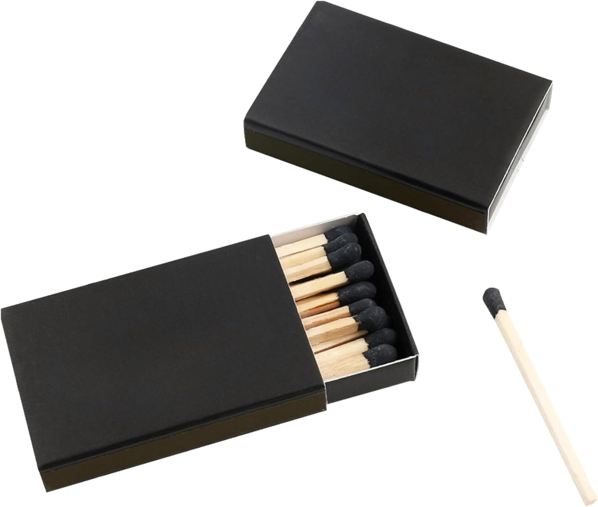 100 Boxes Blank Black Wooden Matches | Strike on Box Matchboxes Traditional Wooden Matchsticks |
