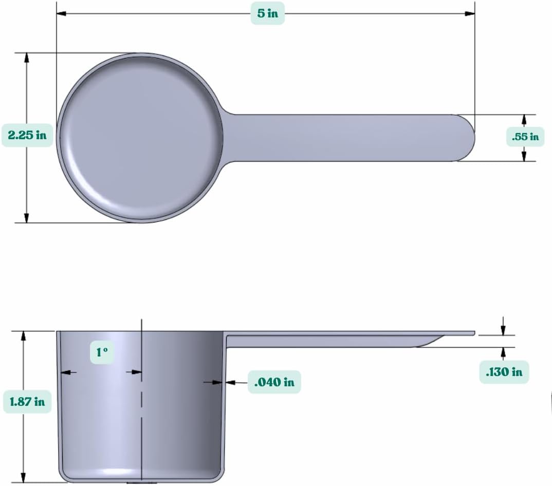 106 mL (106 CC | 3.58 Oz.) Long Handle Scoop for Measuring Coffee, Pet Food, Grains, Protein