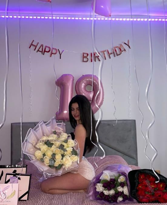 Digital Number 7 Pearlescent Pink Birthday Balloon 40 Inch, Foil Balloons for 7 17 27 70 77 Party