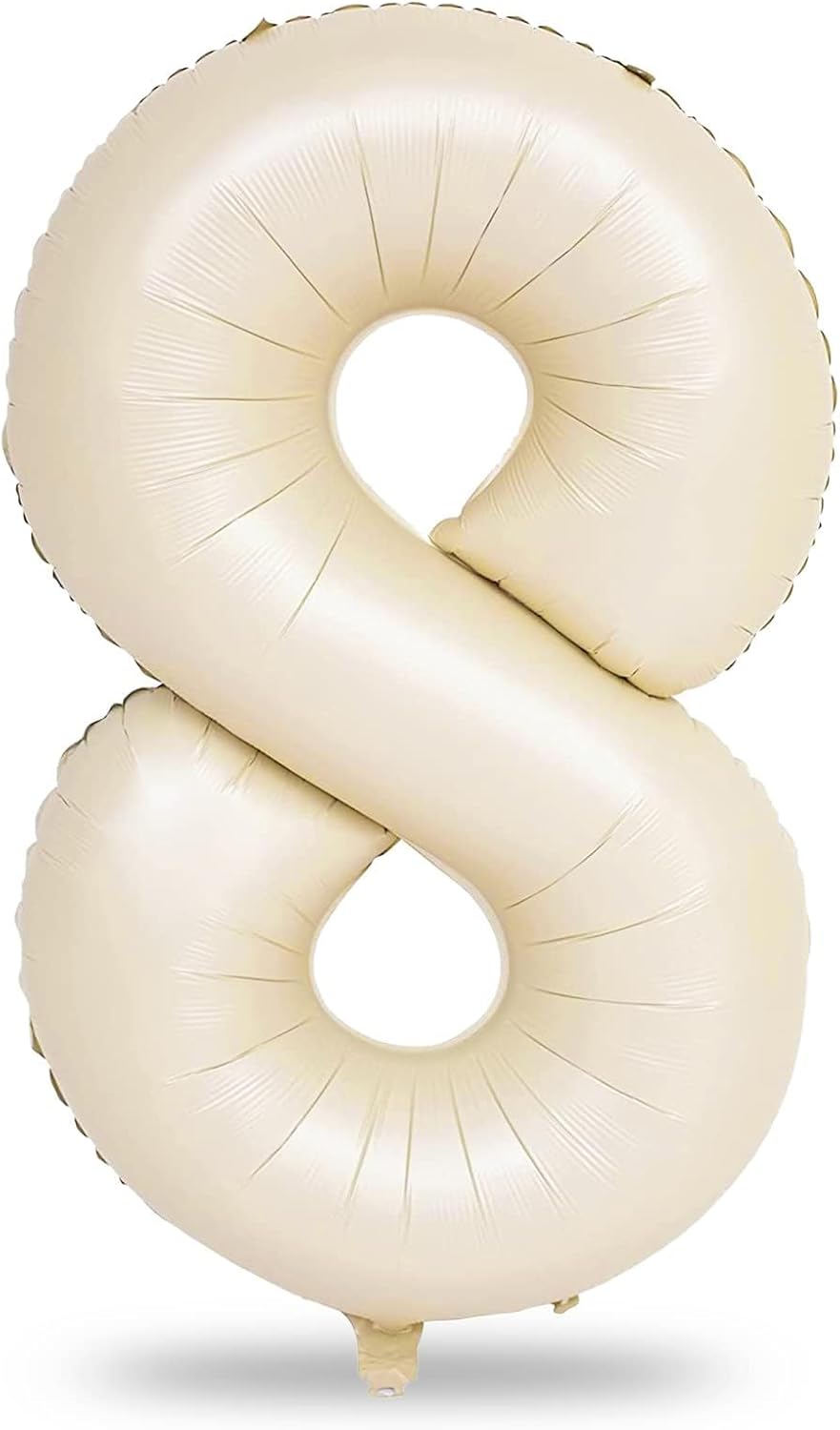 40 Inch Cream Foil Balloon Number 8, Giant Self Inflating Beige Number Balloons 0-9 for Men Women