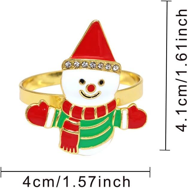 Snowman Napkin Rings Set of 6, Christmas Party Napkin Holder Buckles, Thanksgiving Xmas Napkin