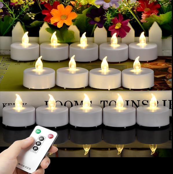 LED Tea Light Candles with Remote Control,Flickering Flameless Candle,Long Lasting