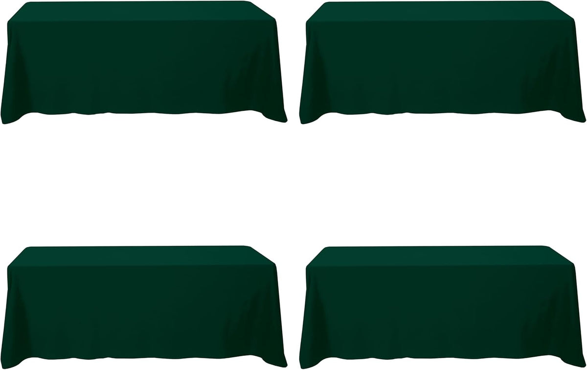 BRILLMAX 4 Pack Hunter Green Tablecloths for 8 Foot Rectangle Tables 90 x 156 Inch - 8ft