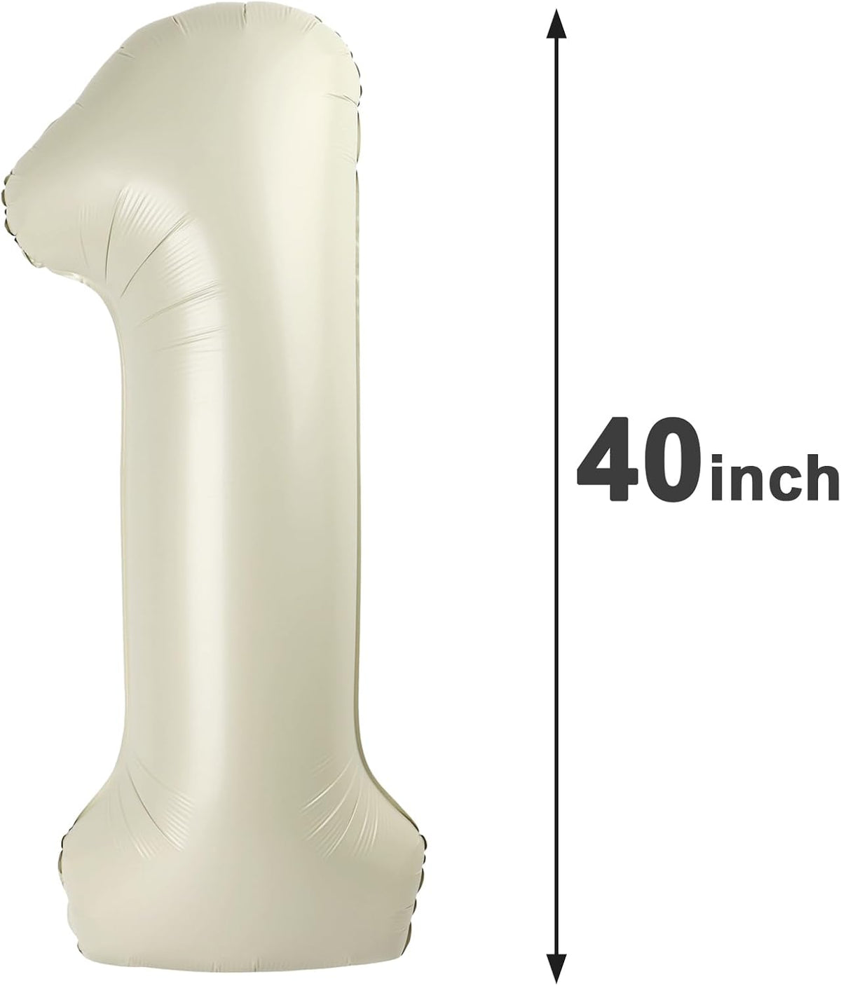 Cream White 1 Number Balloon 40 inch, Number 1 Birthday Balloon for Boy Girl, Cream White Foil One
