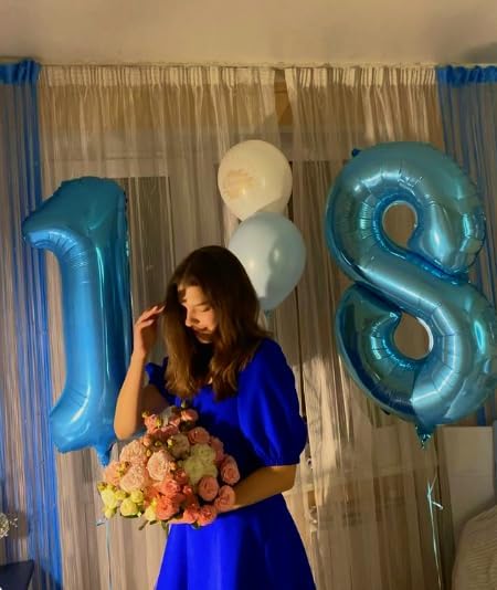 40 Inch Big Pearl Blue 9 Balloon Number, Jumbo Giant Happy 9th 19 29 39 49 99 Birthday Party