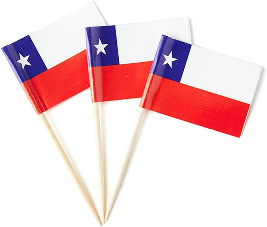 Chile Flag Chilean Flag, Small Mini Chile Toothpick Flags for Food, Cupcakes, Cocktails