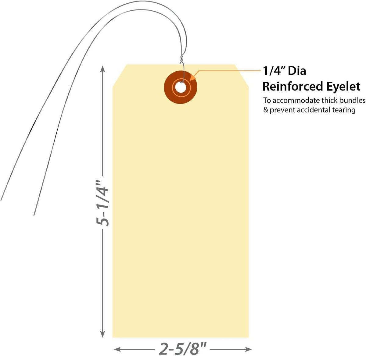 SmartSign Blank Manila Shipping Tags with Wire, Size-6, Pack of 100, 13pt Thick Prewired Cardstock