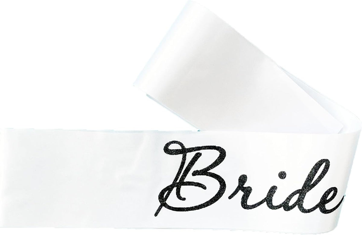 White Bride to Be Sash for Bridal Shower Bachelorette Party Wedding Hen Party Decorations
