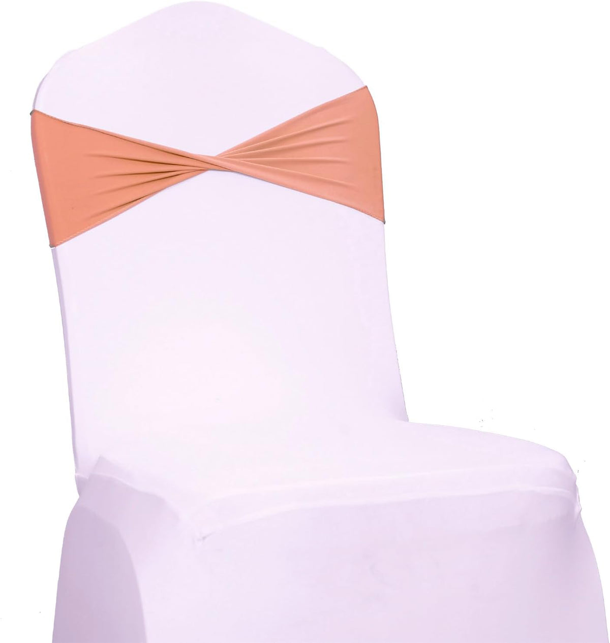 VDS Pack of 250 PCS | Coral Peach | Spandex Chair Sashes Bows Without Buckle | Stretch Elastic