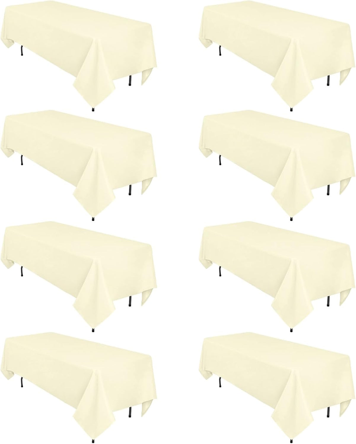 8 Pack Beige Tablecloth 60 x 102 Inch Rectangular Tablecloths for 6 Foot Rectangle Tables, Wrinkle