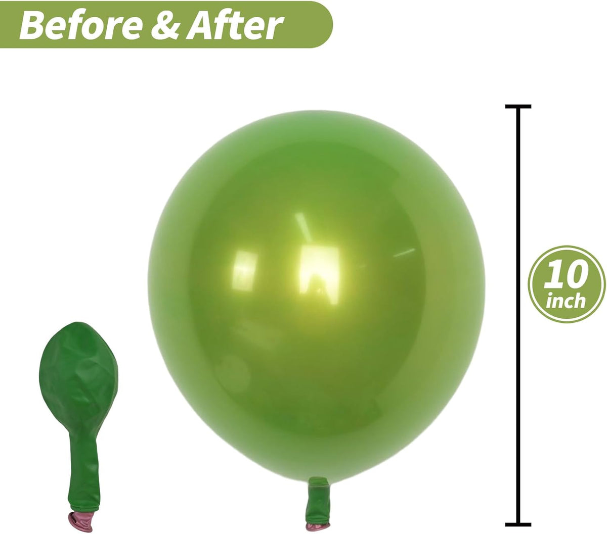 Chrome Green Balloons, 50 PCS 10 Inch Double-Layered Metallic Light Green Balloons, Shiny Thick