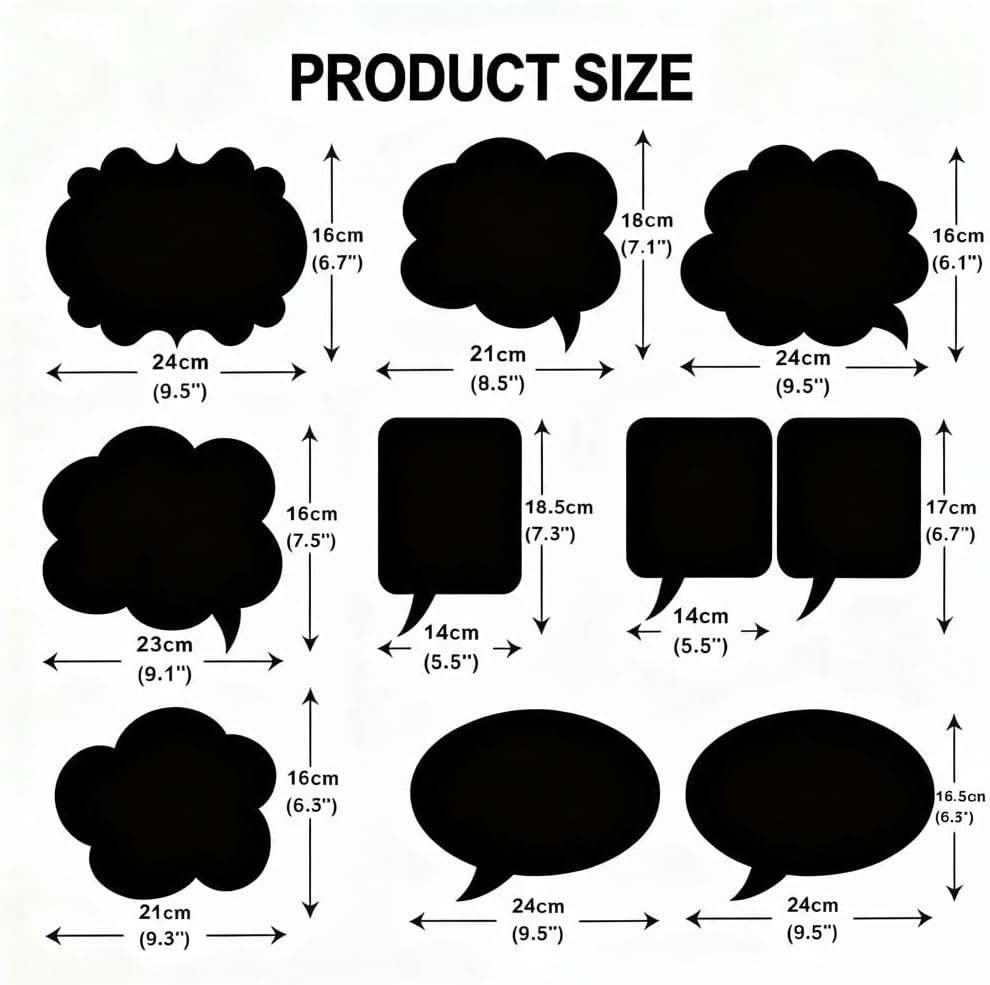 10pcs Blank Photo Booth Props - Writable Chalkboard Signs with Chalk & Sticks, for Wedding