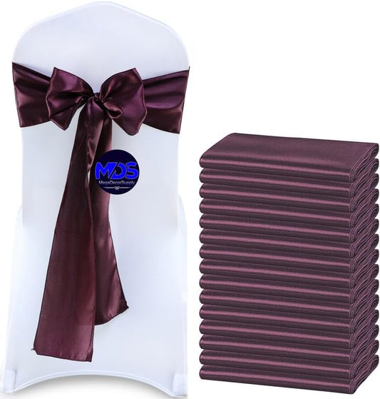 MDS Pack of 75 PCS Satin Chair Sashes Charmeuse Sateen Dining Chair Bows Ribbon Ties Back Sash for